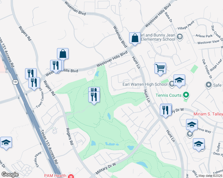 map of restaurants, bars, coffee shops, grocery stores, and more near 9706 Aviara Golf in San Antonio