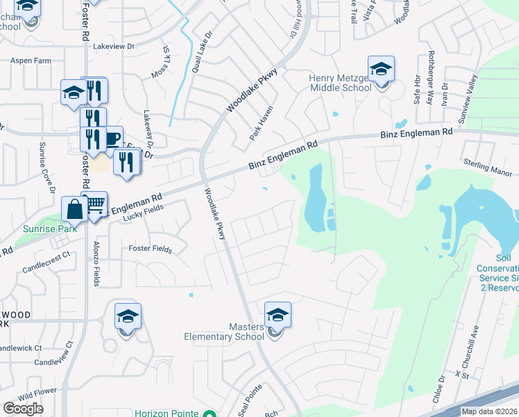 map of restaurants, bars, coffee shops, grocery stores, and more near 7128-7378 Binz-Engleman Road in San Antonio