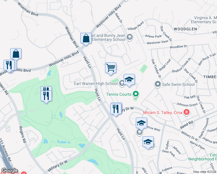 map of restaurants, bars, coffee shops, grocery stores, and more near 2622 Concan Street in San Antonio