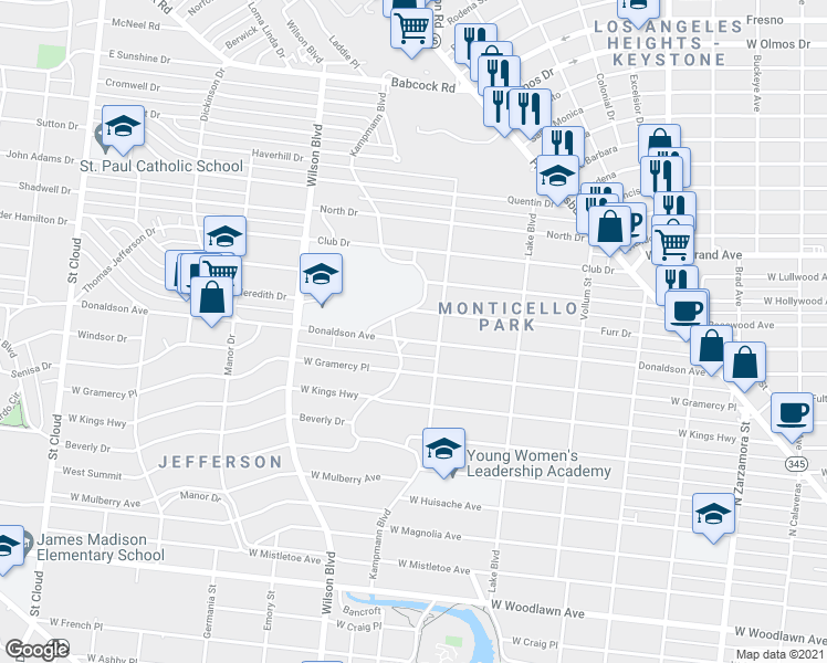 map of restaurants, bars, coffee shops, grocery stores, and more near 1016 Kampmann Boulevard in San Antonio