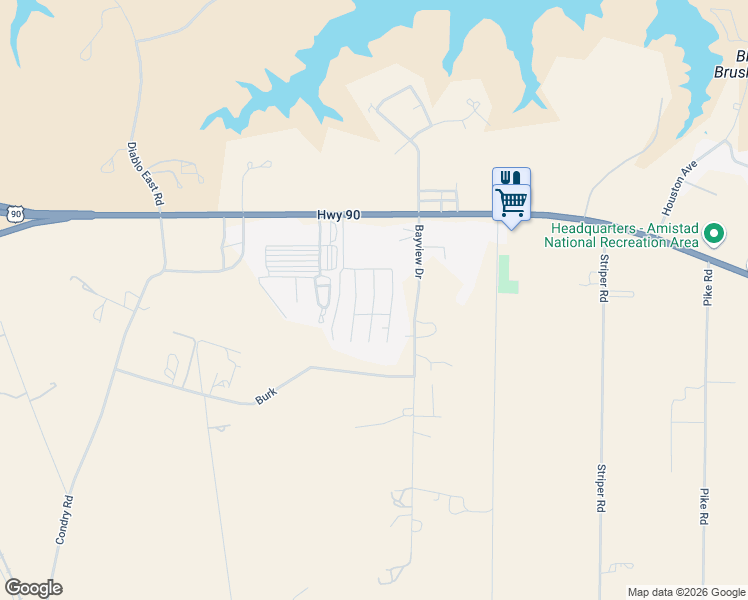 map of restaurants, bars, coffee shops, grocery stores, and more near Ash Street North in Del Rio