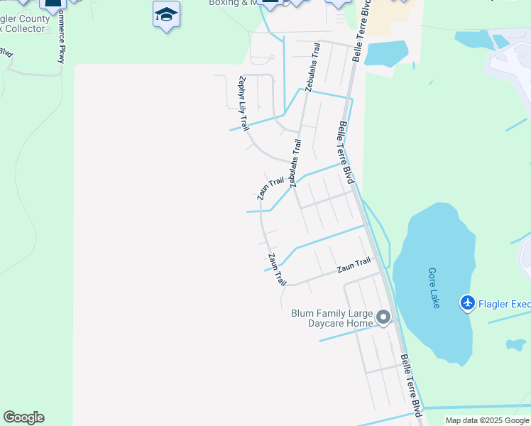 map of restaurants, bars, coffee shops, grocery stores, and more near 68 Zaun Trail in Palm Coast
