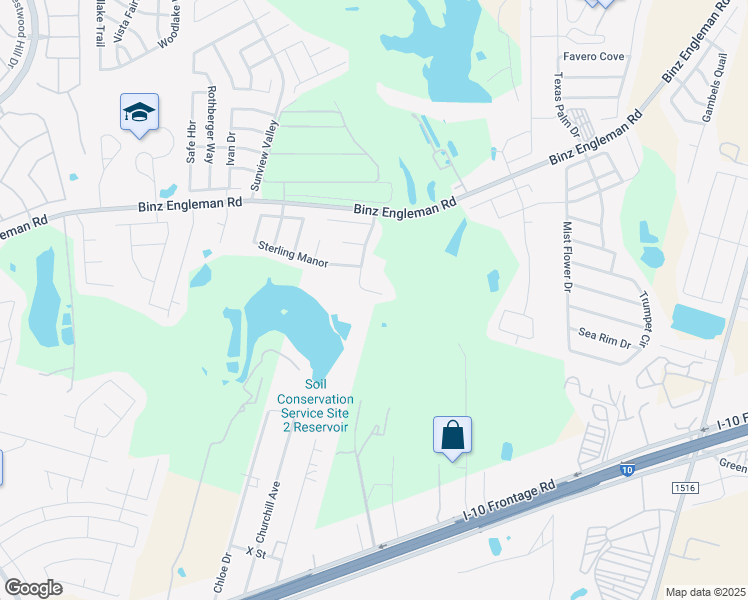 map of restaurants, bars, coffee shops, grocery stores, and more near 3818 Maiden Way in Converse