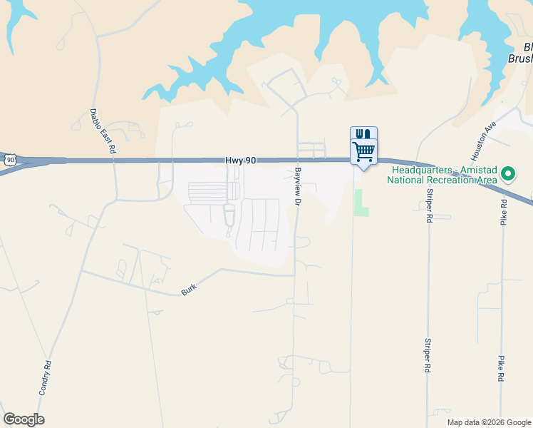 map of restaurants, bars, coffee shops, grocery stores, and more near Ash Street North in Del Rio