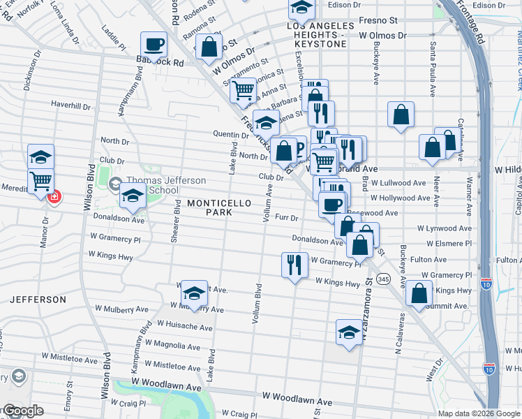 map of restaurants, bars, coffee shops, grocery stores, and more near 250 Mary Louise Drive in San Antonio