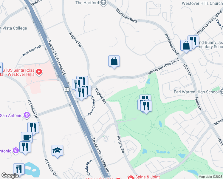 map of restaurants, bars, coffee shops, grocery stores, and more near 49 Serena Vista in San Antonio