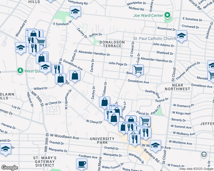 map of restaurants, bars, coffee shops, grocery stores, and more near 138 Colleen Drive in San Antonio