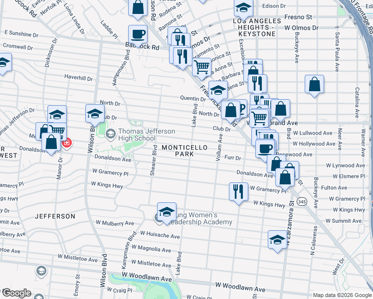 map of restaurants, bars, coffee shops, grocery stores, and more near 407 Furr Drive in San Antonio