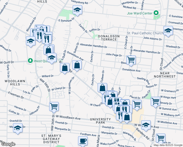 map of restaurants, bars, coffee shops, grocery stores, and more near 3243 Gypsy Drive in San Antonio