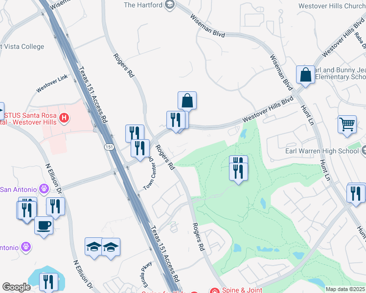 map of restaurants, bars, coffee shops, grocery stores, and more near 49 Serena Vista in San Antonio