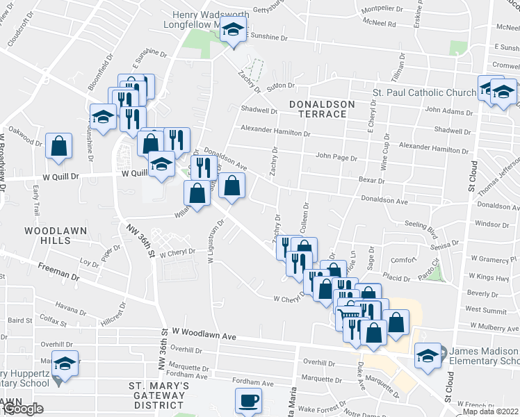 map of restaurants, bars, coffee shops, grocery stores, and more near 3243 Gypsy Drive in San Antonio