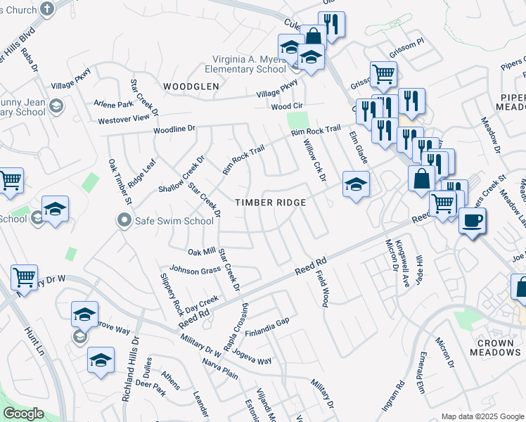 map of restaurants, bars, coffee shops, grocery stores, and more near 8323 Meadow Forest Street in San Antonio