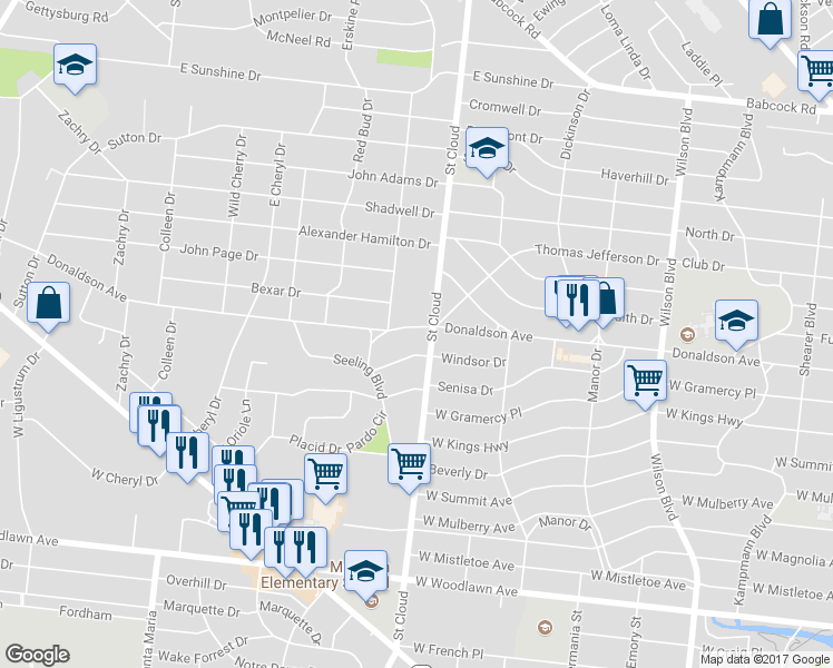 map of restaurants, bars, coffee shops, grocery stores, and more near 1216 Donaldson Avenue in San Antonio