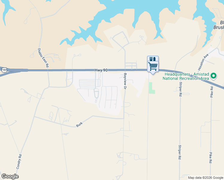 map of restaurants, bars, coffee shops, grocery stores, and more near Ash Street North in Del Rio