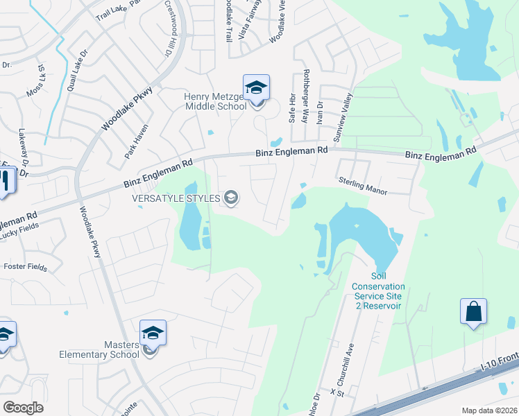 map of restaurants, bars, coffee shops, grocery stores, and more near 7445 Summer Blossom Court in Converse