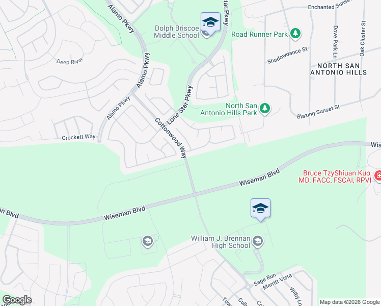map of restaurants, bars, coffee shops, grocery stores, and more near 3110 Limestone Trail in San Antonio