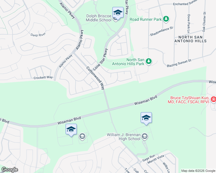 map of restaurants, bars, coffee shops, grocery stores, and more near 3110 Limestone Trail in San Antonio