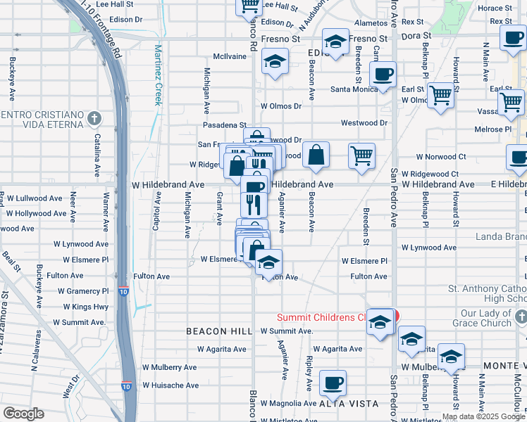 map of restaurants, bars, coffee shops, grocery stores, and more near 827 West Rosewood Avenue in San Antonio
