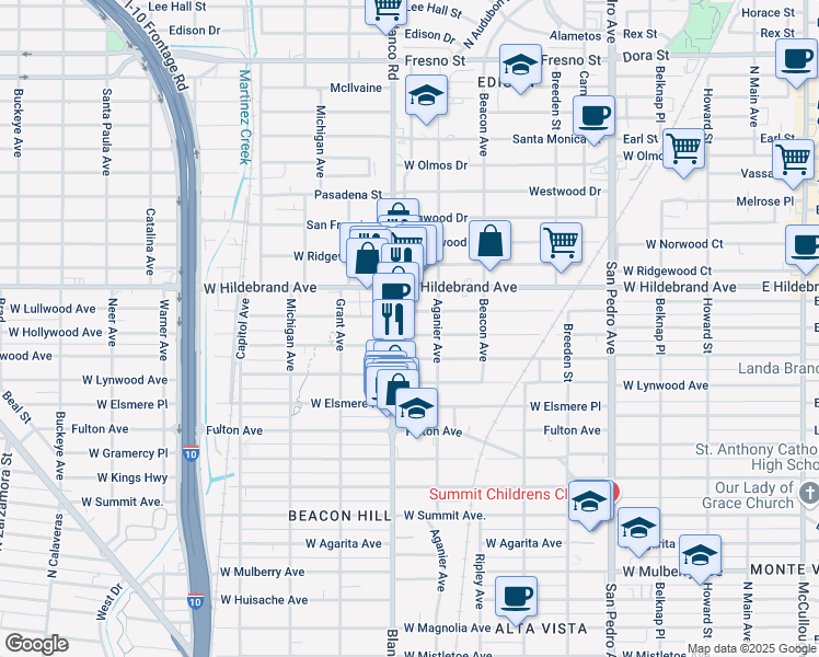 map of restaurants, bars, coffee shops, grocery stores, and more near in San Antonio