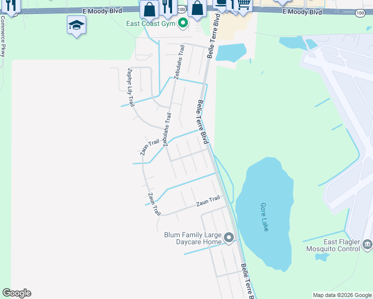 map of restaurants, bars, coffee shops, grocery stores, and more near 3 Zeidler Place in Palm Coast