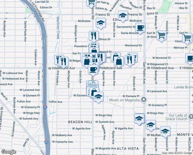 map of restaurants, bars, coffee shops, grocery stores, and more near in San Antonio
