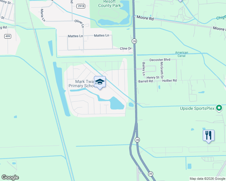 map of restaurants, bars, coffee shops, grocery stores, and more near 319 Kendall Crest Drive in Alvin
