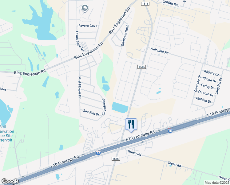 map of restaurants, bars, coffee shops, grocery stores, and more near 3806 Key West Way in Converse