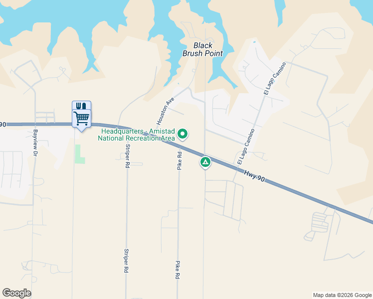 map of restaurants, bars, coffee shops, grocery stores, and more near Hwy 90 in Del Rio
