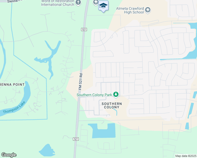 map of restaurants, bars, coffee shops, grocery stores, and more near 8118 Farthing Lane in Rosharon