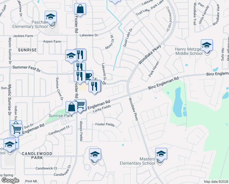 map of restaurants, bars, coffee shops, grocery stores, and more near 4024 Nettle Brook in San Antonio