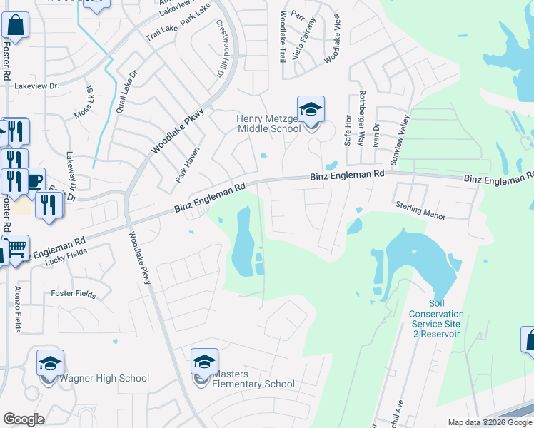 map of restaurants, bars, coffee shops, grocery stores, and more near 4015 Josephs Run in Converse