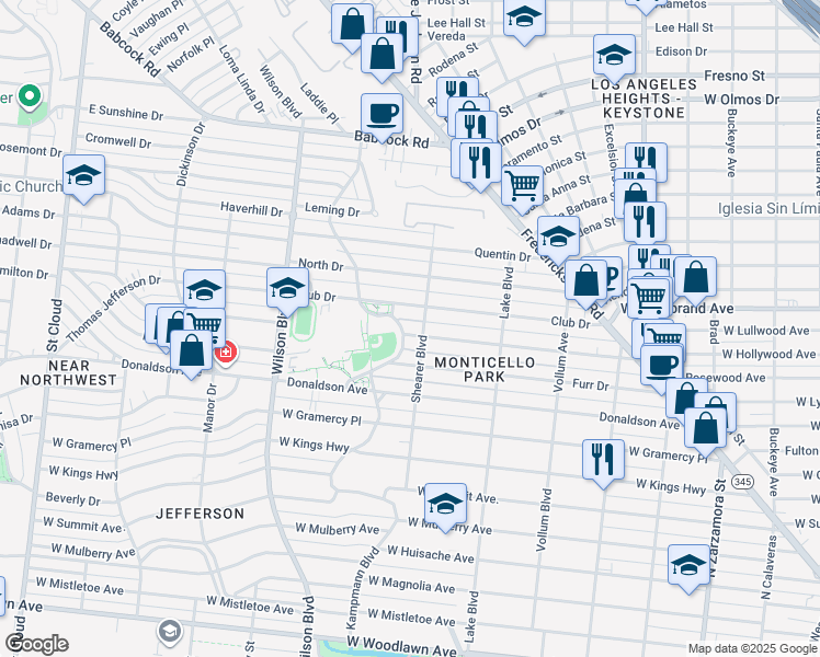 map of restaurants, bars, coffee shops, grocery stores, and more near 511 Mary Louise Drive in San Antonio