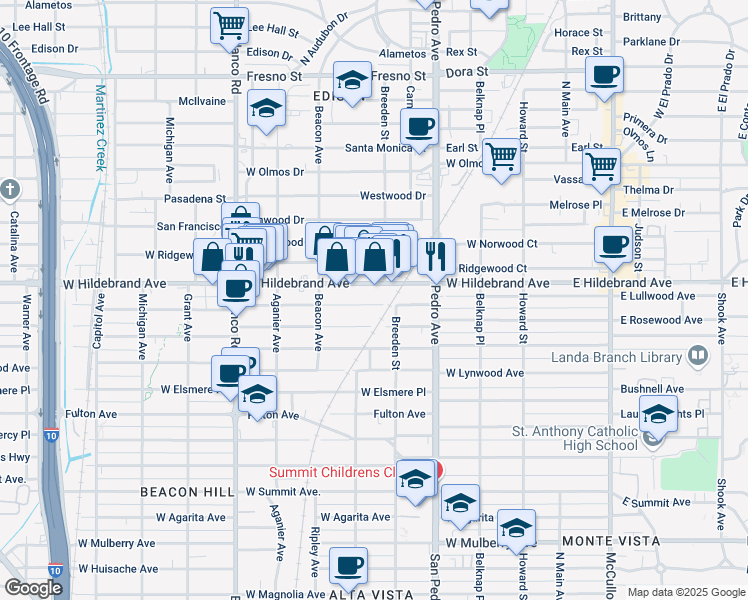 map of restaurants, bars, coffee shops, grocery stores, and more near 515 West Lullwood Avenue in San Antonio