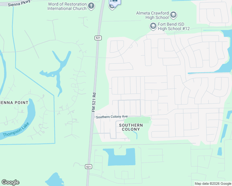 map of restaurants, bars, coffee shops, grocery stores, and more near 8118 Farthing Lane in Rosharon