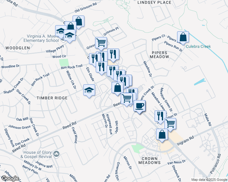 map of restaurants, bars, coffee shops, grocery stores, and more near 8058 Culebra Road in San Antonio