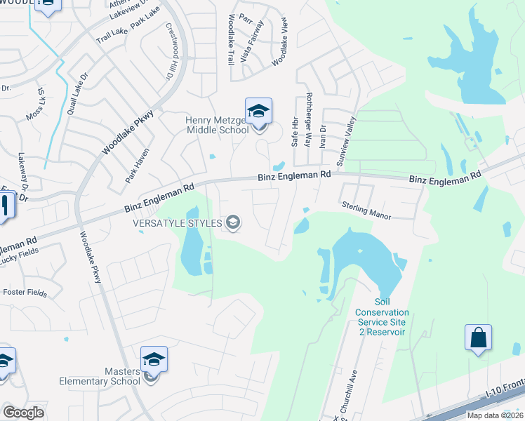 map of restaurants, bars, coffee shops, grocery stores, and more near 7423 Coral Bells Court in Converse