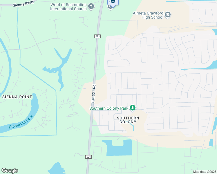 map of restaurants, bars, coffee shops, grocery stores, and more near 8118 Farthing Lane in Rosharon