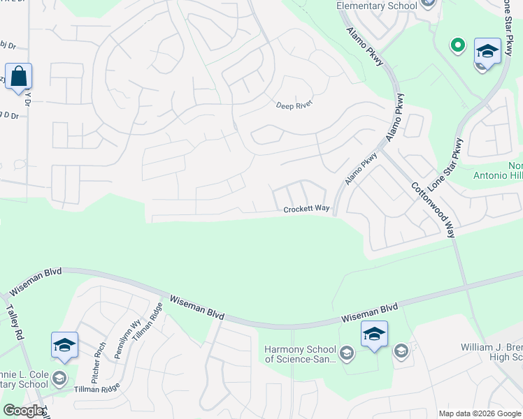 map of restaurants, bars, coffee shops, grocery stores, and more near 3303 Coahuila Way in San Antonio