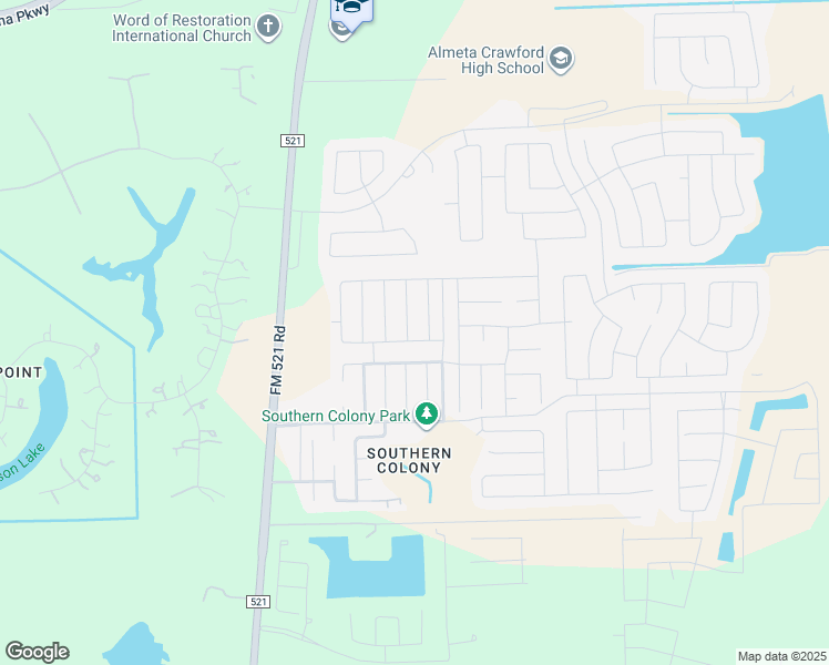 map of restaurants, bars, coffee shops, grocery stores, and more near 8123 Ecru Lane in Rosharon