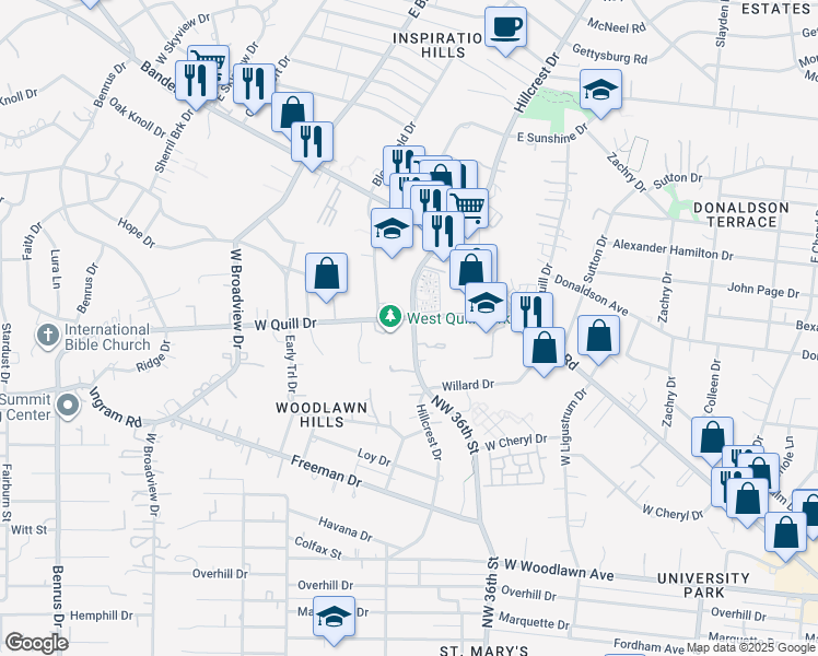 map of restaurants, bars, coffee shops, grocery stores, and more near 188 West Quill Drive in San Antonio