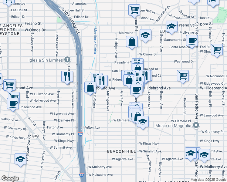 map of restaurants, bars, coffee shops, grocery stores, and more near 1026 West Hildebrand Avenue in San Antonio