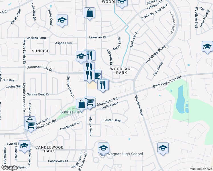 map of restaurants, bars, coffee shops, grocery stores, and more near 4096 North Foster Road in San Antonio