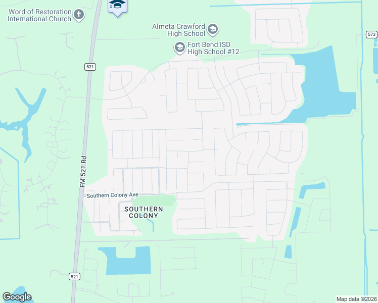 map of restaurants, bars, coffee shops, grocery stores, and more near Green Clover Lane in Fort Bend County