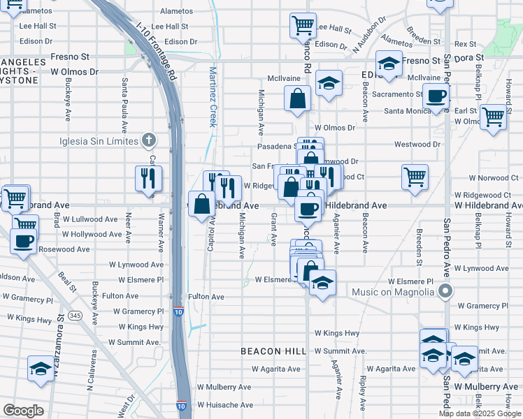 map of restaurants, bars, coffee shops, grocery stores, and more near 1026 West Hildebrand Avenue in San Antonio