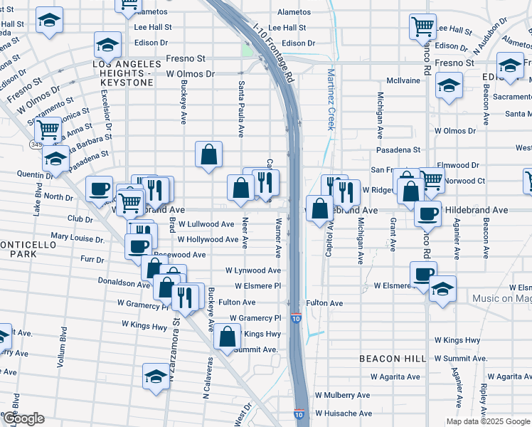 map of restaurants, bars, coffee shops, grocery stores, and more near in San Antonio