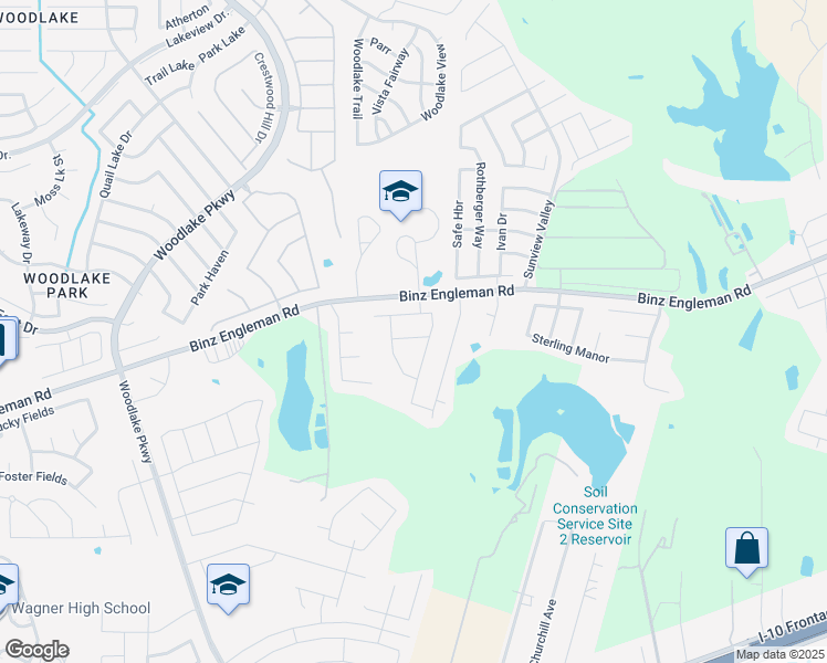 map of restaurants, bars, coffee shops, grocery stores, and more near 3842 Colemans Run in Converse