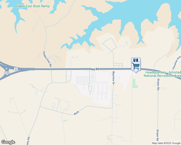 map of restaurants, bars, coffee shops, grocery stores, and more near 11490 U.S. 90 in Del Rio