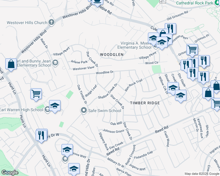 map of restaurants, bars, coffee shops, grocery stores, and more near 8318 Ridge Terrace in San Antonio