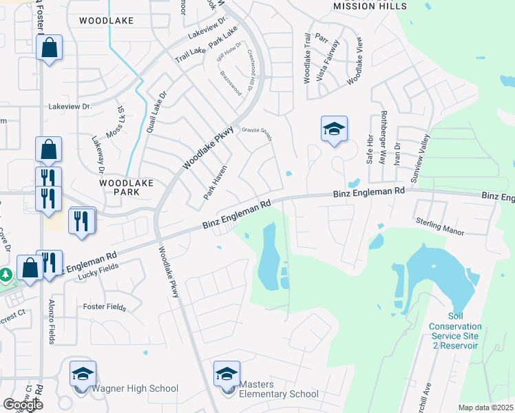 map of restaurants, bars, coffee shops, grocery stores, and more near 7475 Binz Engleman Road in San Antonio