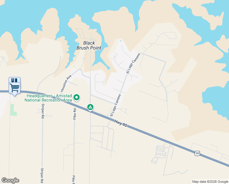 map of restaurants, bars, coffee shops, grocery stores, and more near 100-112 La Plomado in Del Rio